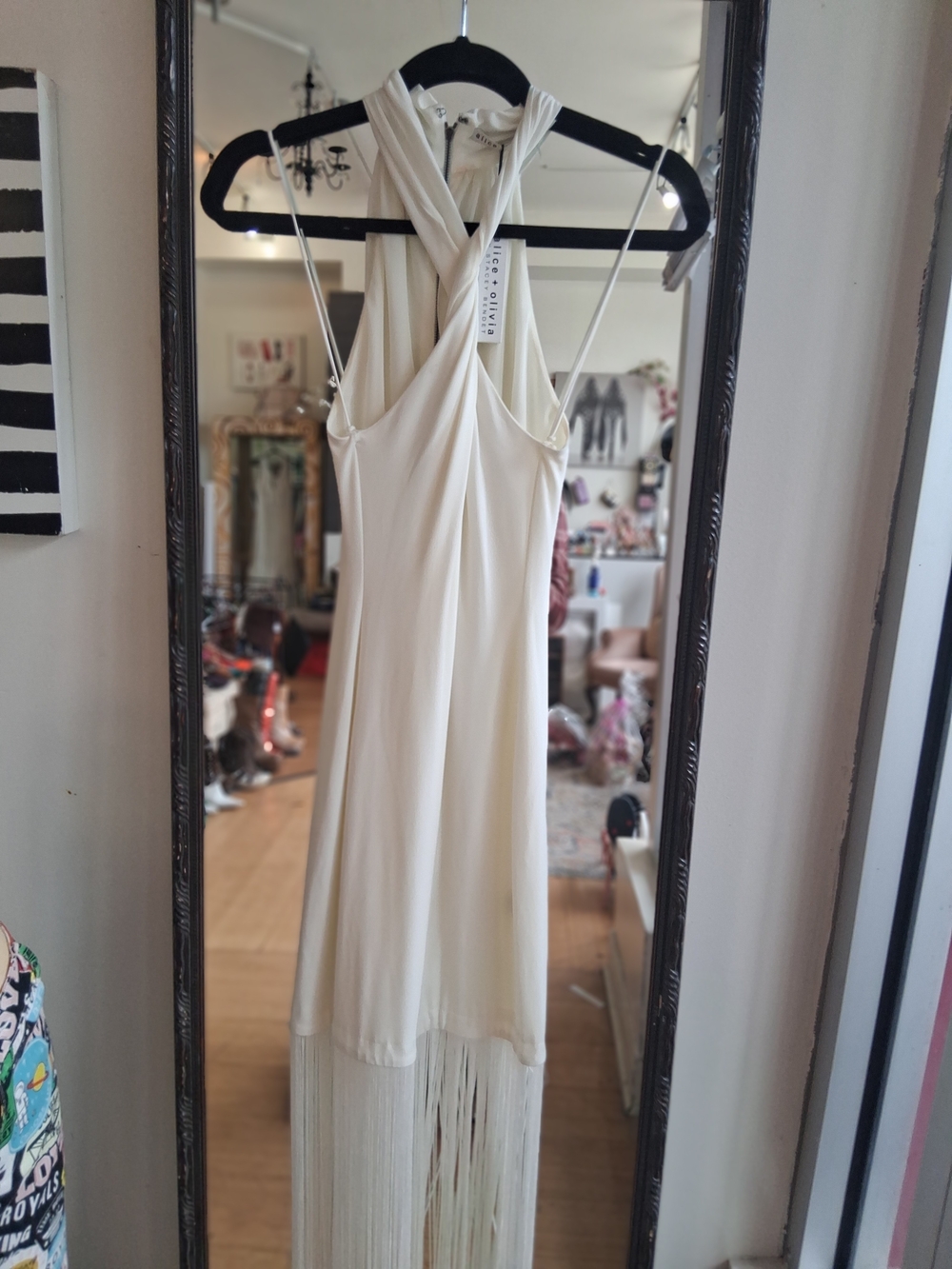 Alice + Olivia Cream Halter Maxi Dress with Twisted Neck - Picture 4 of 6